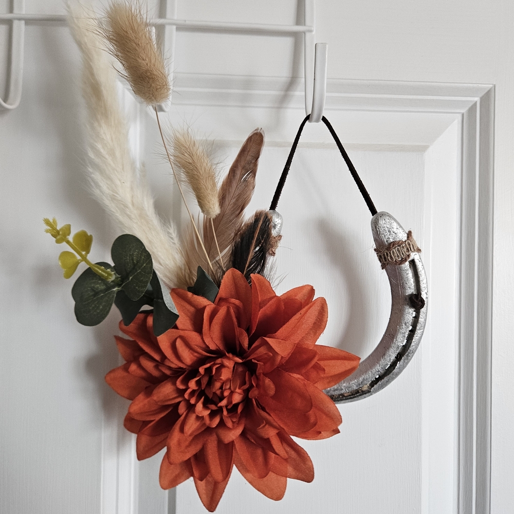 Rustic Floral Wall Accent with Orange Bloom